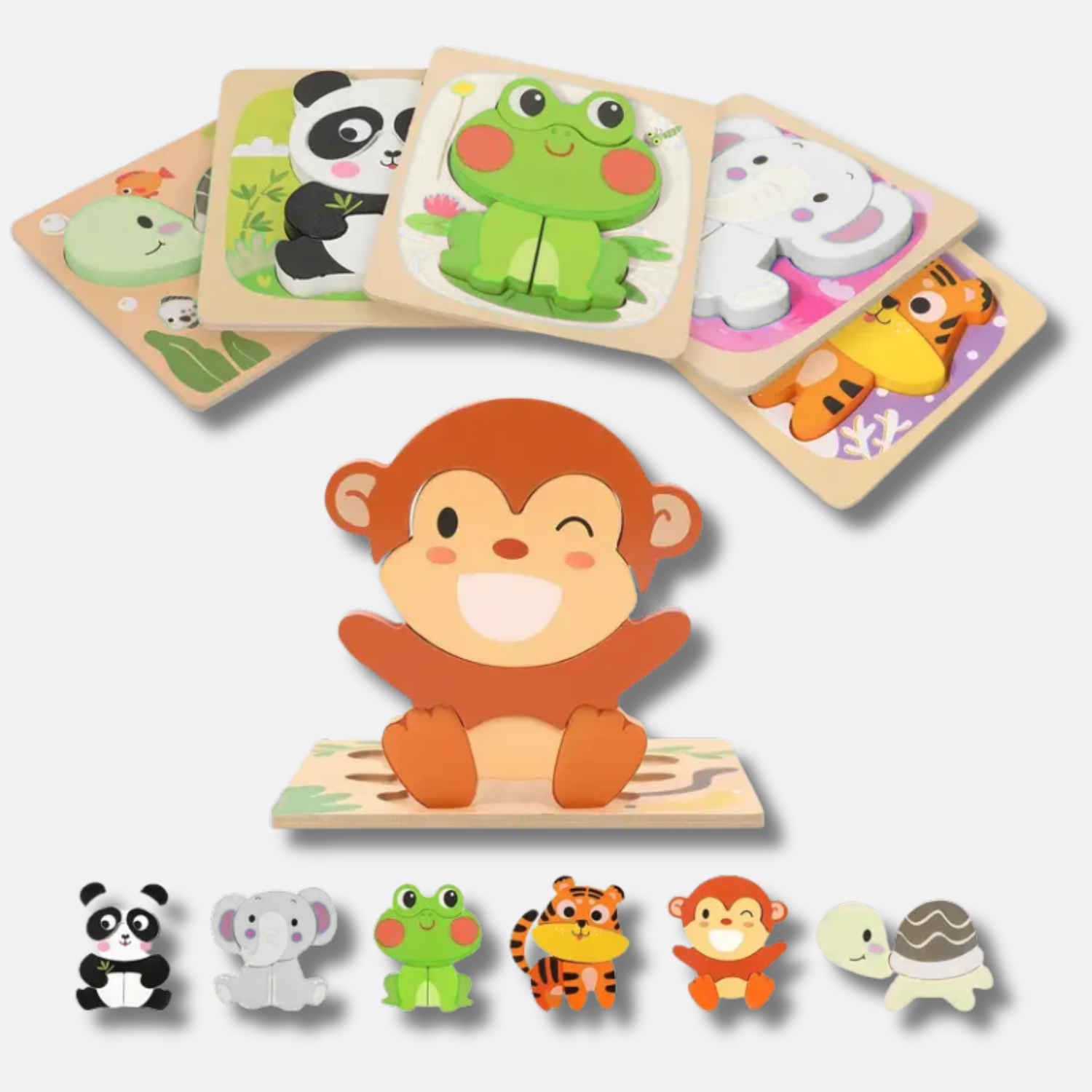 6pcs Wooden Animal Shape Puzzles
