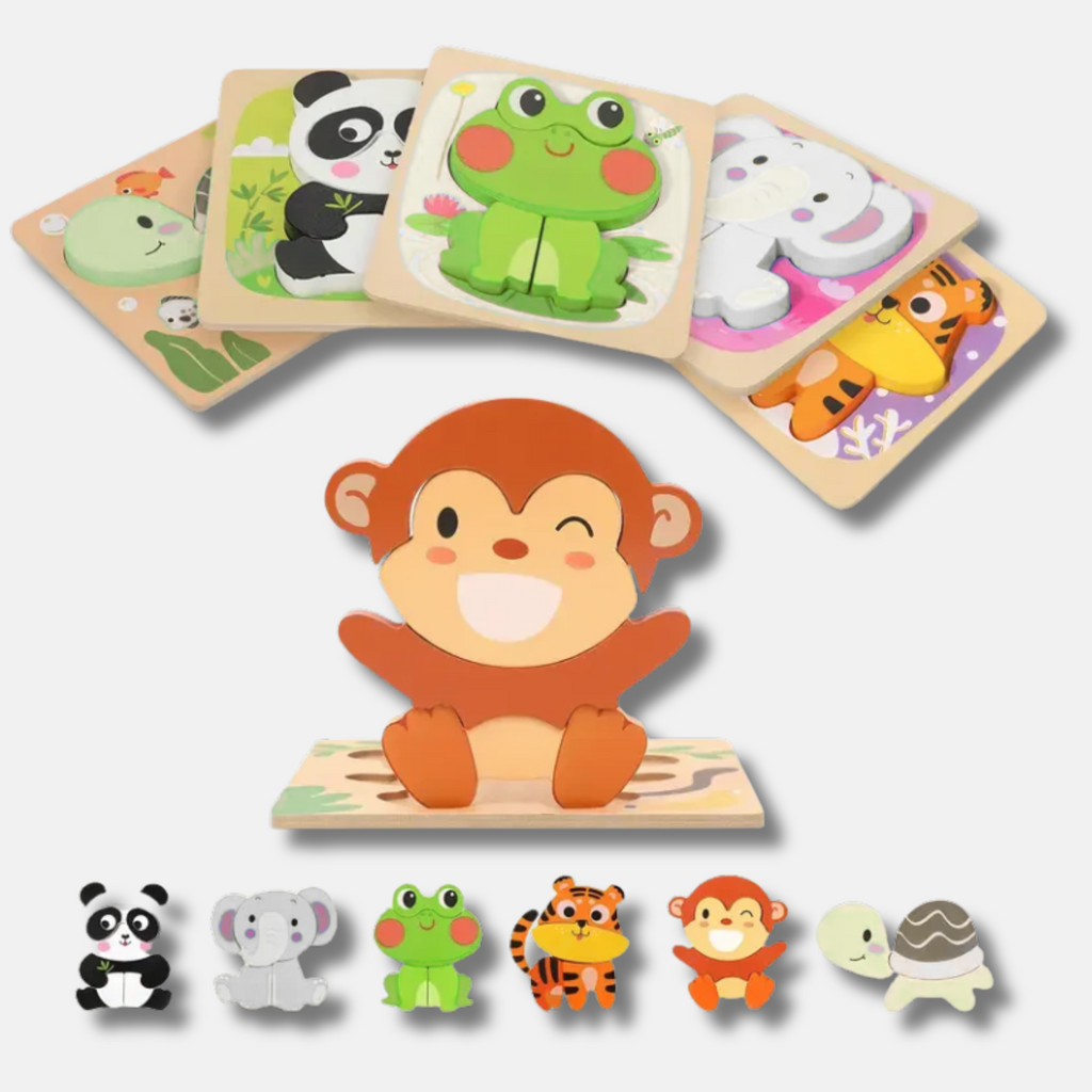 6pcs Wooden Animal Shape Puzzles