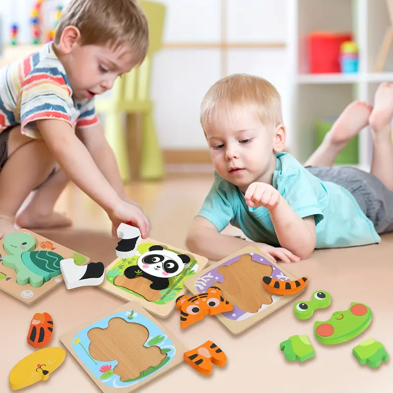 6pcs Wooden Animal Shape Puzzles