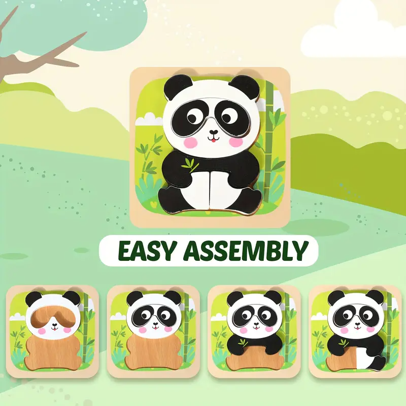 6pcs Wooden Animal Shape Puzzles