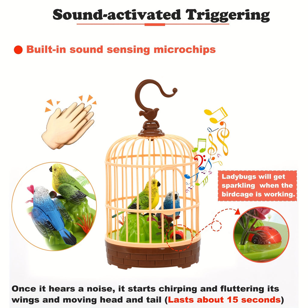 Mini Voice-Activated Birdcage Toy