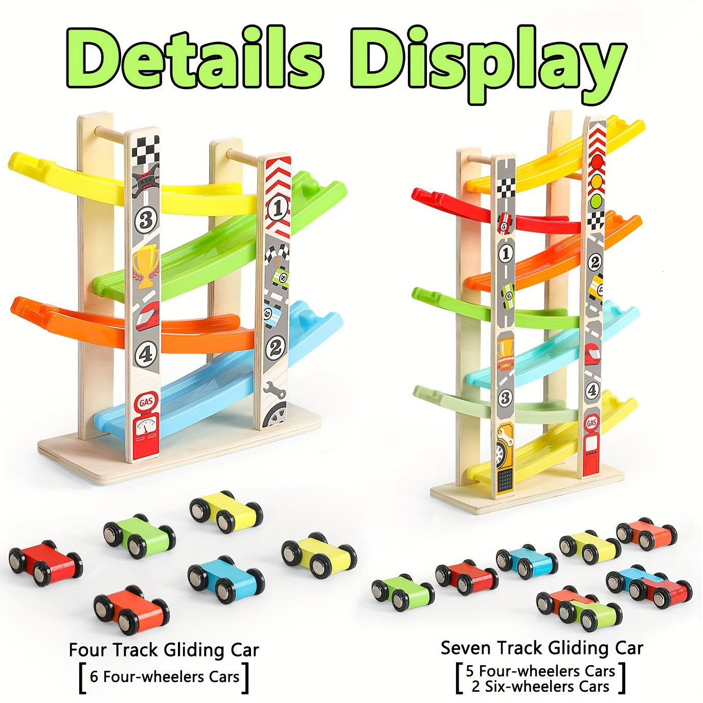 Wooden Ramp Racer Toy with Mini Cars