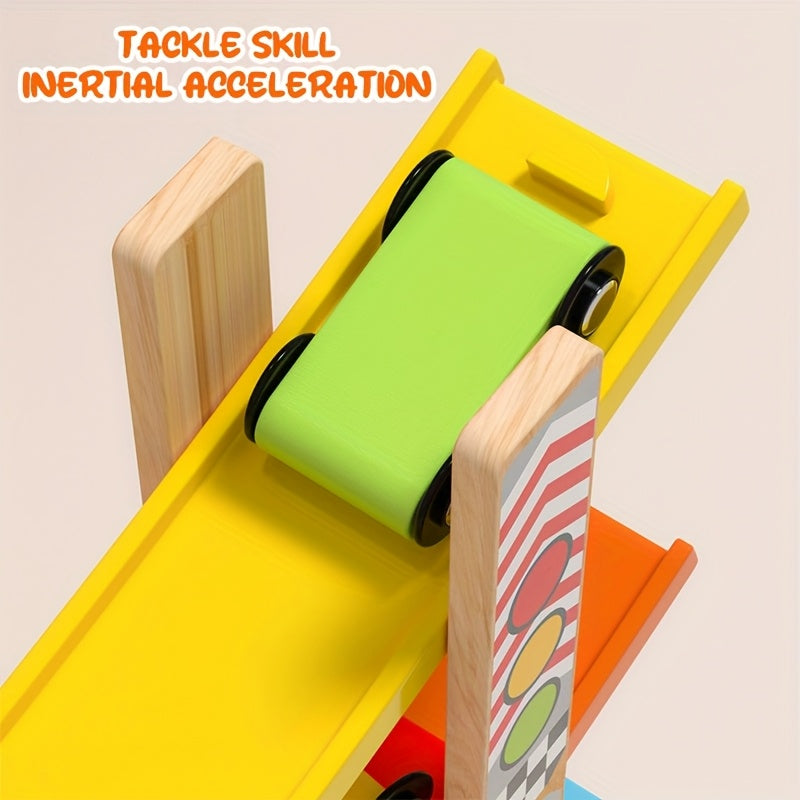 Wooden Ramp Racer Toy with Mini Cars